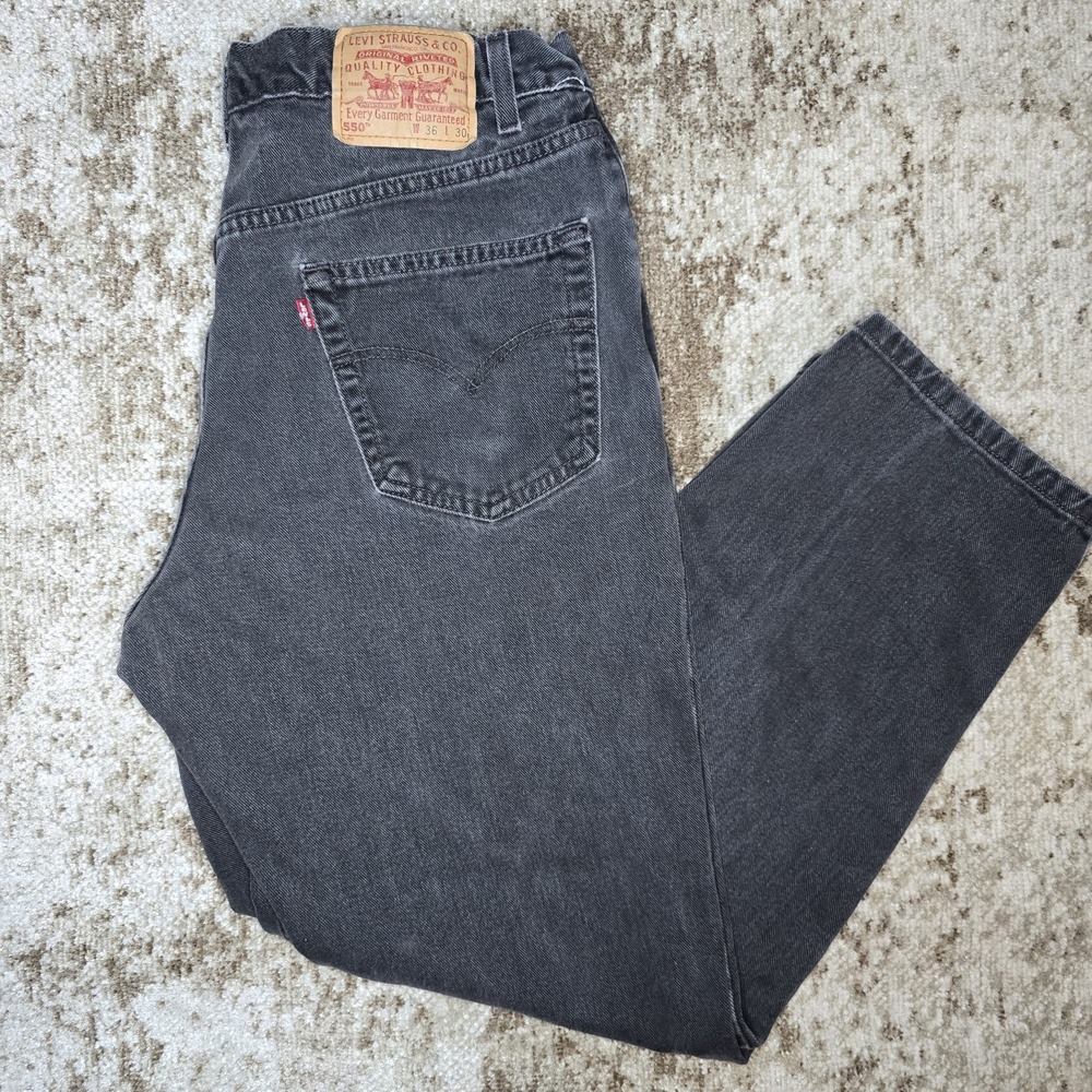 Vintage Levis 550 Denim Jeans 2001 Y2K Black Mens 36x30 Relaxed Fit